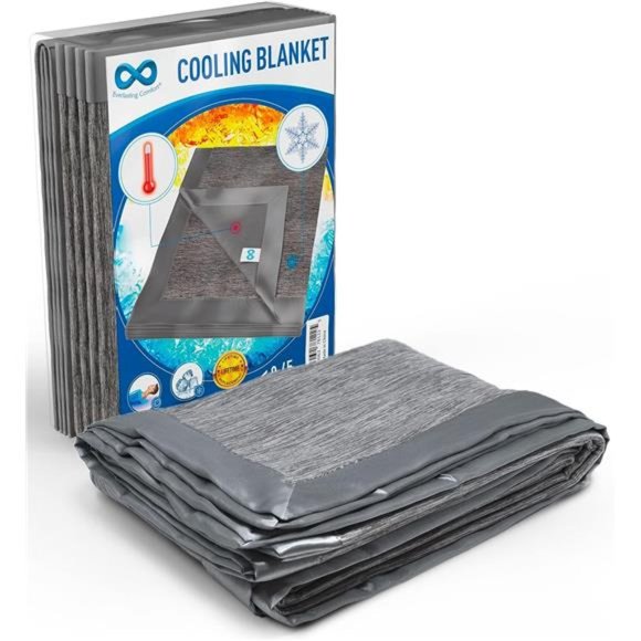Cooling Blanket for Hot Sleepers - Dual Sided Bamboo Summer Blanket Reduces Body - Picture 1 of 6